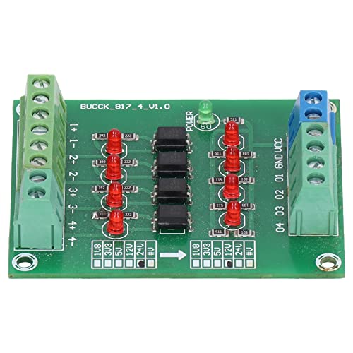Fyearfly Optocoupler Insulation Card, 4-Channel Optocoupler Insulation Module 24V to 5V PLC Signal Level Voltage Converter Electrical Component for Pnp to Npn Conversion