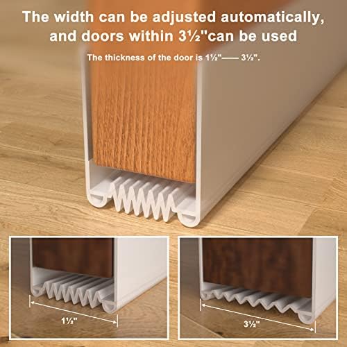 [Australia - AusPower] - Door Draft Stopper, 39” Length Cuttable Weather Stripping Door Seal, Strong Adhesive Door Sweep for Exterior and Interior Doors (1, White) 1 
