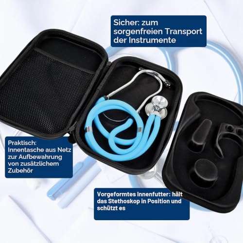 GIMA Stethoscope Case, Rigid Protective Case for Classic Single Tube Stethoscope, Preformed Interior, Interior Pocket for Accessories and Outer Handle, Black, Size 28 x 16 x 5 cm PHONE CASE