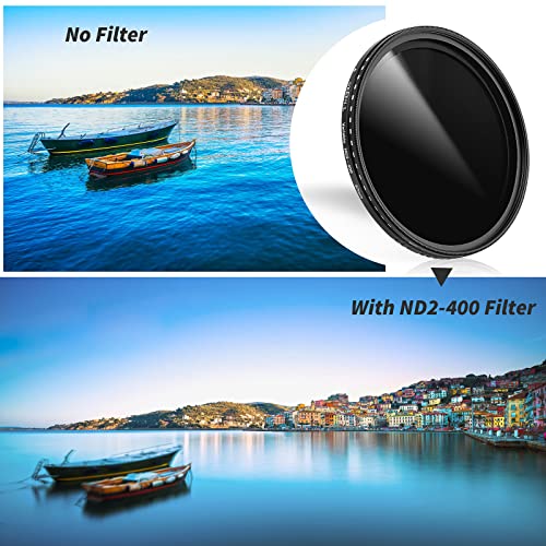 GREEN.L 77mm Variable ND Filter, Ultra Slim ND2 to ND400 (1-9 Stops) Adjustable Neutral Density Filter for Camera Lens