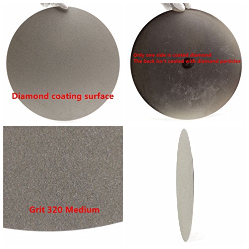 JINGLING 8-inch diamond grinding disc, 320 grit flat lap disk for stone polishing and lapidary tools