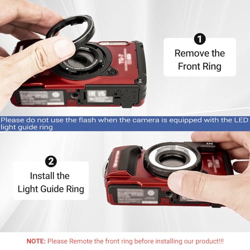 JJC LED Light Guide Ring for Olympus TG-7 TG-6 TG-5 TG-4 TG-3 TG-2 TG-1 Replaces LG-1 Light Guide