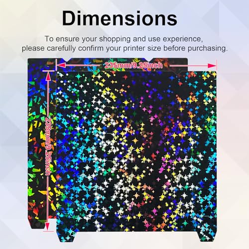 IdeaFormer Smooth Rainbow Confetti+Galaxy PEF Pressure Plate 235 x 235 mm, Spring Steel PEF Build Plate No Magnetic Print Bed for Creality K1C/K1/K1 SE/Ender 3 V3 SE/KE/Ender 3 S1/Pro/Ender 5 S1 235x235mm PEF (Rainbow Confetti+Galaxy)