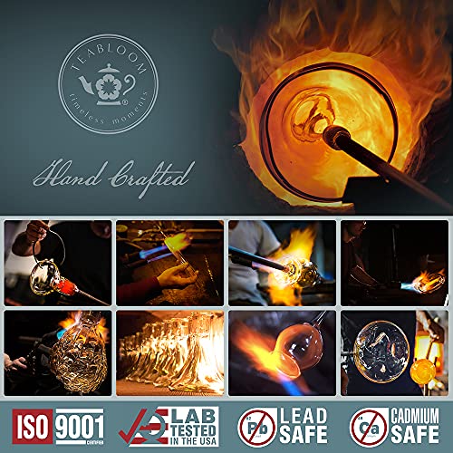 Teabloom Royal Teacup and Saucer Set 2-Pack – 12 OZ/ 350 ML Capacity – Glass Mug Set – Premium Borosilicate Glass – Durable and Heat Resistant 2 Count (Pack of 1)