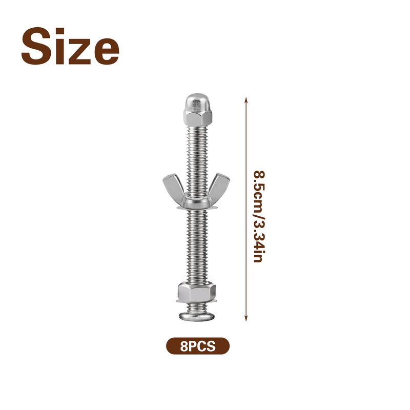 [Australia - AusPower] - Book Binding Press Screw Set, 8 PCS M6 Screws for Book Press with Nuts Butterfly Wrenches and Washers, Essential for Making Paper Crafts 