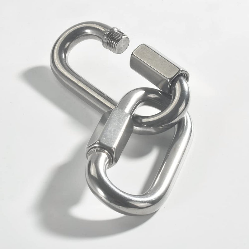 [Australia - AusPower] - 3.5 Inch Stainless Steel Chain Quick Links, M10 3/8" Locking Carabiners, Chain Hooks, Twist Key Ring Screw Chain Link, 2310 Lbs Capacity, Pack of 2 
