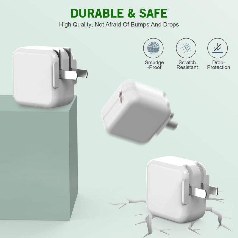 [Australia - AusPower] - iPad Charger, [MFI Certified] 2Pack Long 10FT Lightning Cord Charger Fast iPad Charging Foldable Portable Plug USB Wall Charger Block for iPad 9th 8th Generation,iPad Mini 5, 4, Air,Pro,iPhone,Airpods 