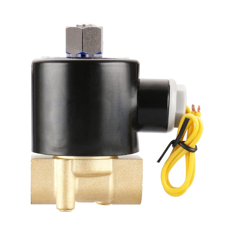 Baomain 3/8 inch Brass Electric Solenoid Valve, DC 12V Normally Open, Direct Acting Pneumatic Valves for Water Air 2w-040-10K 3/8 inch 12VDC
