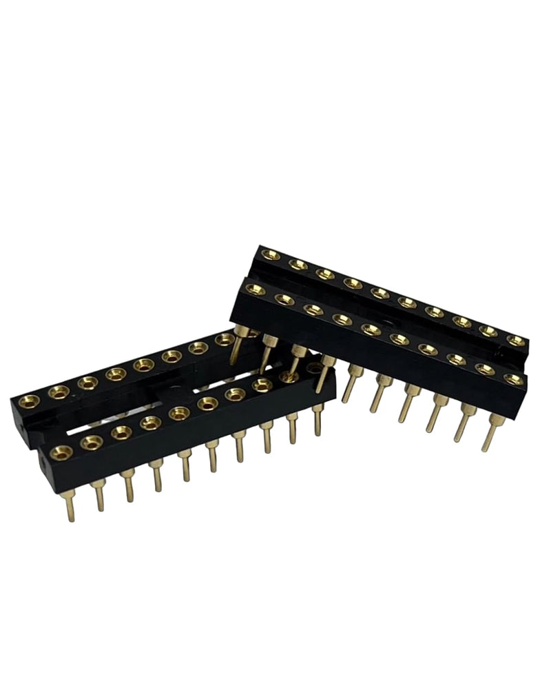 Gold-Plated 20 pcs DIP-20 pins IC Round Hole Socket Adaptor 2.54mm Pitch 7.6 Row Pitch 2 Row 20 Round Pins Soldering