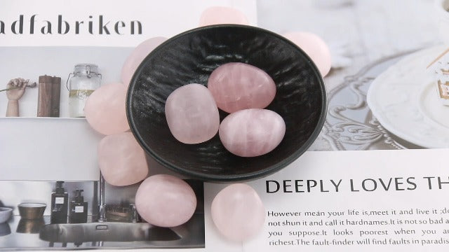 Rose Quartz Crystals Stone, Polished Stones & Rocks, Natural Healing Crystals for Chakra Balancing, Meditation, Spiritual Decor, Tumbled Stones for Energy, Reiki,Gifts (0.5LB) Rose