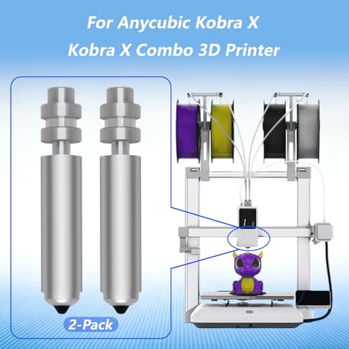 2PCS 0.4mm Nozzle for Anycubic Kobra X, Kobra 4, Integrated Throat Tube Hardened Steel Nozzles Quick-Release All Metal High Speed Hotend Nozzle Kobra X Replacement Print Head Hot end 0.4mm Nozzle 2PCS 0.4MM Nozzle