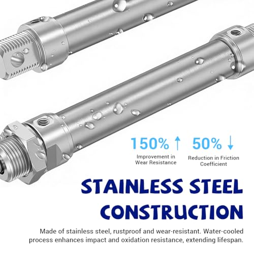 MA Mini Pneumatic Cylinder, 32mm Bore 75mm Stroke 1/8 Port, Dual Action Single Rod Air Cylinder, Stainless Steel Body for Industrial Automation Bore 32mm(1.26in) Stroke 75mm(2.95in)
