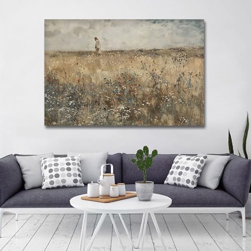 Mireita Jesus-Wall Art-Jesus Christ Among The Wildflowers Poster For Church Room Decor-Christian-Art Canvas Print Picture For Home Living Bedroom Office Decor flower 16"L x 24"W