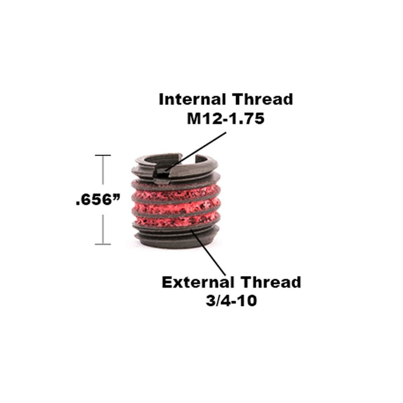 [Australia - AusPower] - E-Z Lok Externally Threaded Insert, C12L14 Carbon Steel, Meets AISI 12L14/Metric, M12-1.75 Internal Threads, 3/4"-10 External Threads, 16.66mm Length, Made in US (Pack of 5) 