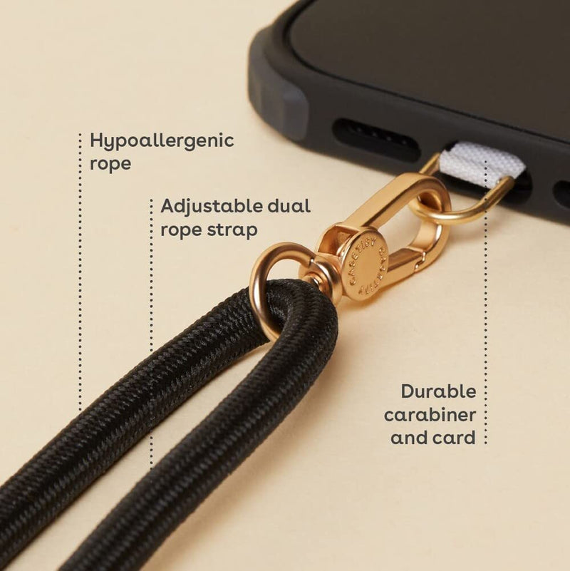 [Australia - AusPower] - CASETiFY Rope Phone Strap with Card - Black (Gold) 