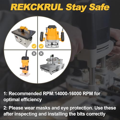 REKCKRUL 4-piece top and bottom bearing flush trim router bits set with 1/2-inch shanks