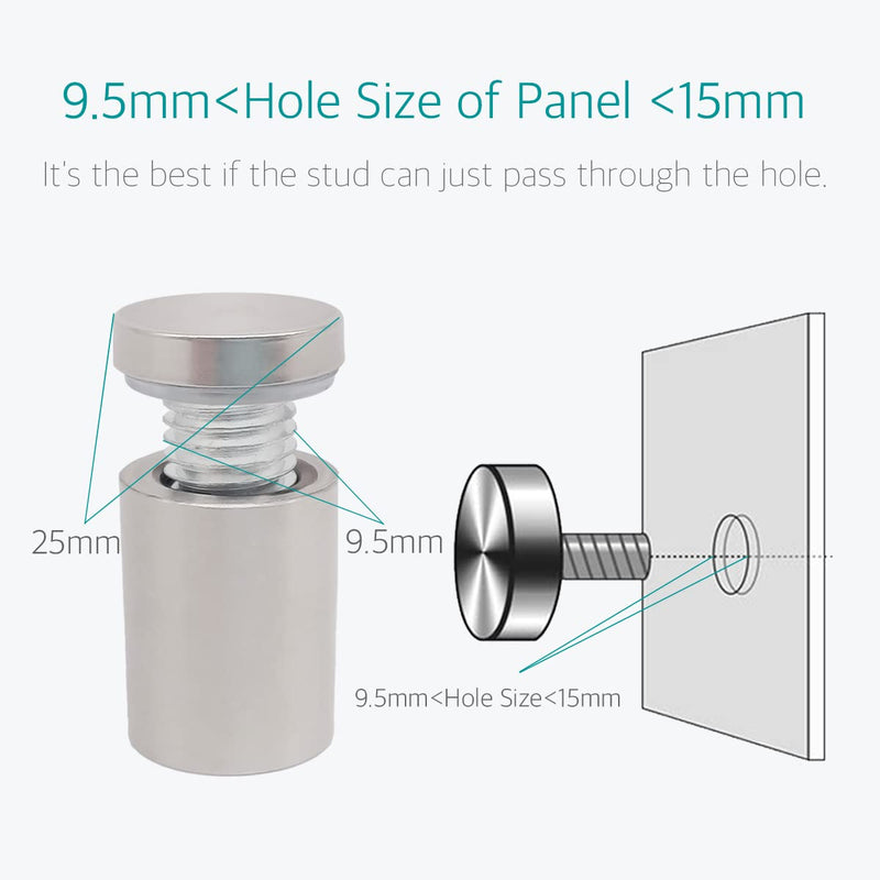 Standoff Screws for Acrylic - 1 x 2 Inch Sign Standoff Mounts Screws by Lantee, Stainless Steel, 25 x 50mm, 20 Pcs 1" x 2" / 25 x 50mm Silver
