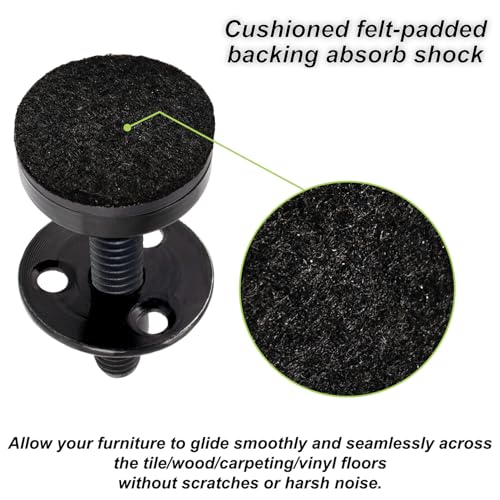 NEWBYTEK 3/8"-16 heavy duty furniture leveling feet with 3-hole T-nuts, 4-pack long set