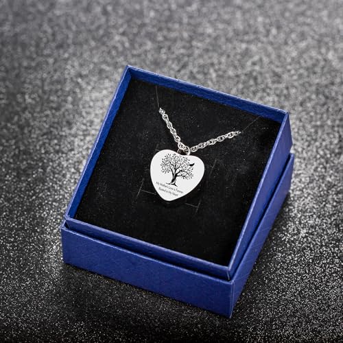 Heart Urn Necklace for Ashes Your Love is Forever Rooted in My Heart Cremation Memorial Jewelry Keepsake Pendant for Loss Sympathy Gift Mother