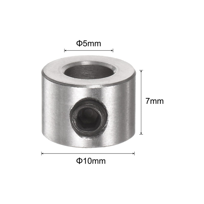 [Australia - AusPower] - uxcell 10pcs Set Screw Collars 5mm Bore Stainless Steel Shaft Collars, 10mm OD, 7mm Width, Landing Gear Stopper Wheel Collar 