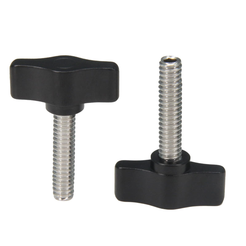 [Australia - AusPower] - Zeberoxyz 4pcs 1/4"-20 x 1" Thumb Screws Stainless Steel with Black Aluminum Knob Standard/Coarse Thread Thumbscrew-Length: 1" (Size: 1") 1" 