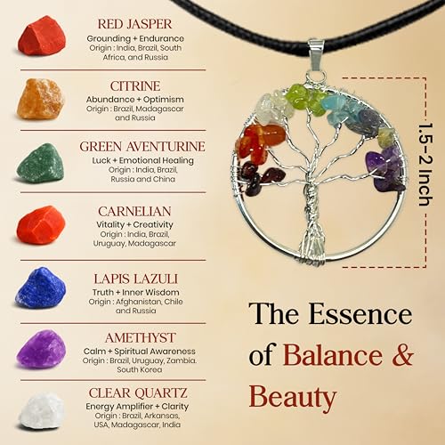 Red Jasper Tree, Crystal Tree, Tree of Life, Chakra Tree, Feng Shui Tree, Healing Crystal, Gemstone Tree, Crystal Gifts, Healing Stones, Spiritual Gift A2 - Seven Chakra Tree, Two Pendants