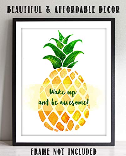 Be Awesome Affirmation Wall Art, Inspirational Spiritual Quotes Wall Art Decor, Minimalist Motivational Posters, Gym Motivational Wall Art, Office Zen Room Decor, Yoga Meditation Room (11x14) Pineapple