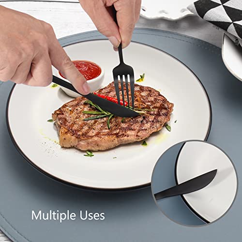 Matte Black Silverware Set, VANVRO 20-Piece Stainless Steel Flatware Set, Satin Finish tableware Cutlery Set, Service for 4, Home and Restaurant, Dishwasher Safe Matte Black