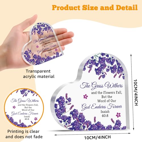 Christian Bible Verse Gift Christian Inspirational Gifts for Women Acrylic Heart Plaque Religious Gifts for Friend Scripture Gift Christmas Birthday Graduation Presents for Girls Desk Decorative Sign