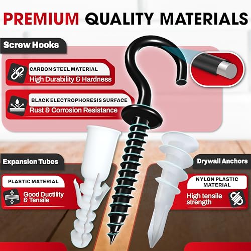 X-CUIRASS 25-piece screw hooks with self-drilling drywall anchors and expansion tubes set
