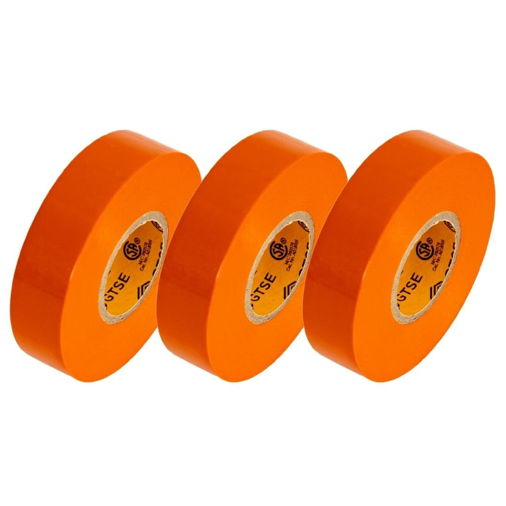 GTSE Orange Electrical Tape, 3-Pack  Waterproof, Industrial Grade Vinyl, 3/4 in x 66ft Strong Self-Adhesive PVC Electric Tape for Wire Insulation, 7 Mil, 600V  UL/CSA Listed ¾ in x 66ft