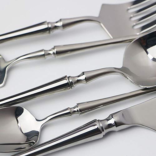 JASHII 20-piece 18/10 Stainless Steel Silver Flatware/Cutlery/Tableware Set Service for 4 Person, Include Knife/Fork/Spoon, Mirror Polished (Silver) service 4