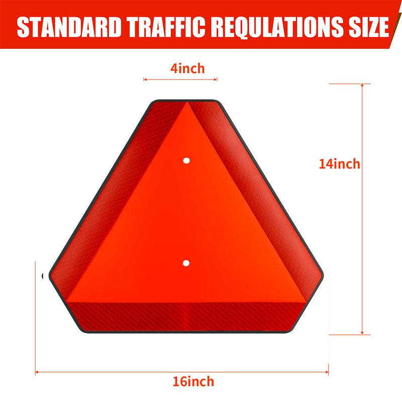 Slow Moving Vehicle Safety Sign,Slow Moving Vehicle Triangle Sign,Plastic 14"x16" Engineering Grade Reflective for Golf Cart (Plastic) Plastic