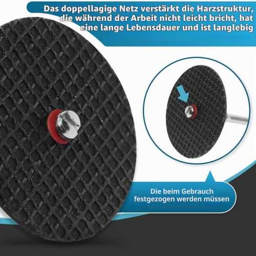 86 pieces cutting discs, 32 mm metal cutting wheels and 24 mm resin cutting discs with 6 pieces mandrel and screwdriver, resin circular saw blades for rotary tools