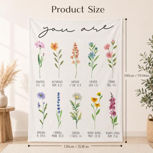 Christian Gifts for Women Colourful Blanket Floral Bible Flannel Blanket