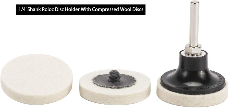 [Australia - AusPower] - 30 Pcs of 2" Commpressed Wool Fabric Qc Disc Polishing Buffing Pads Wheels and 1 Pcs of 2" Disc Pad Holder with 1/4" Shank for Polishing & Buffing Projects 