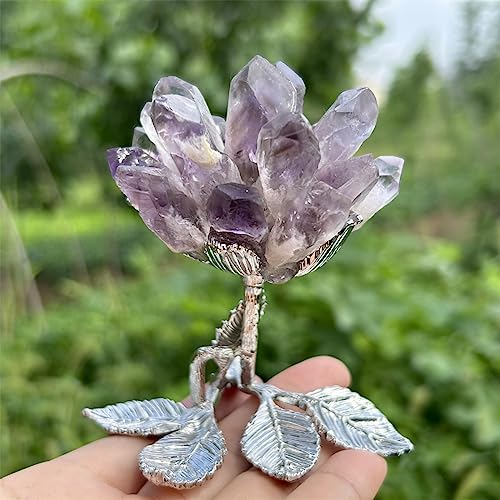 3.7" Raw Amethyst Crystal Crystal Tree Crystal Decor Natural Quartz Crystal Cluster Mineral Crystal Flowers Home Decor Gifts Crystals and Stones Desk Decorations(Amethyst)