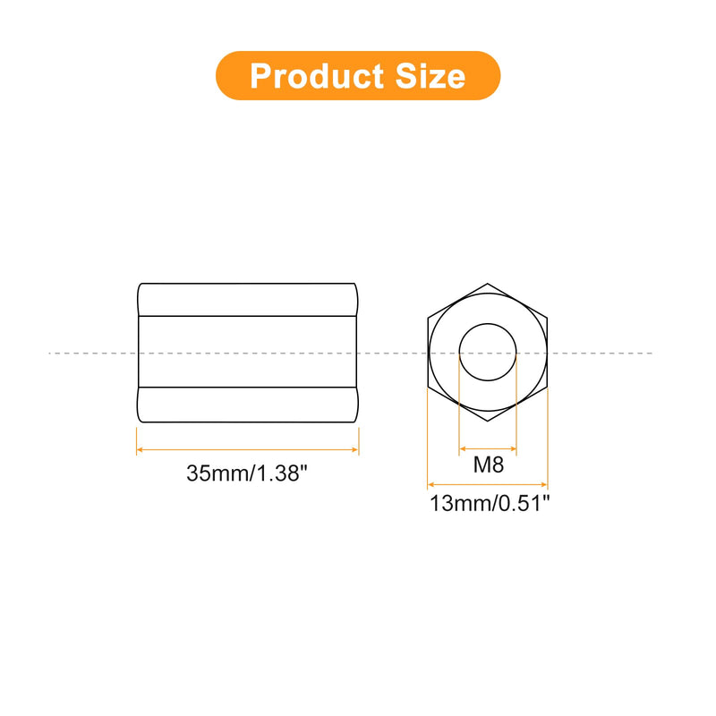 [Australia - AusPower] - uxcell M8 x 1.25-Pitch 35mm Length Coupling Nuts, 6pcs 304 Stainless Steel Metric Hex Rod Coupling Nuts M8x35mm 