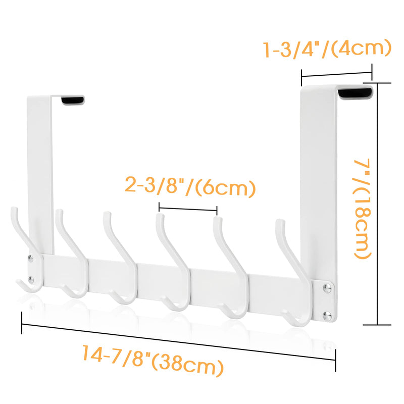 [Australia - AusPower] - Uross Foldable Over The Door Hooks, Heavy Duty Over Door Hanger, Behind The Door Hook Rack for Hanging Jackets Coats Hoodies Towels Scarfs Clothes Hats Handbags Backpacks -White 1 White 