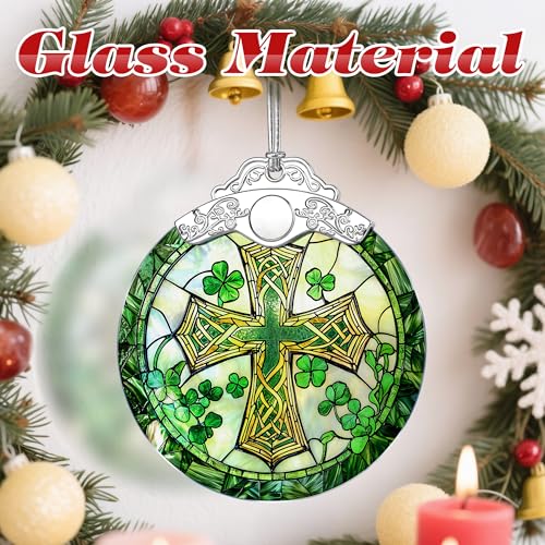 Stained Glass Cross Ornament, Christmas Ornaments, Christmas Decorations for Tree, Holiday Ornament, Religious Gifts, Cross Gifts, Gift Ideas & Christian Gift Cross&clover
