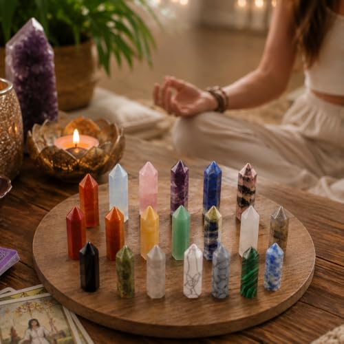 QINJIEJIE 20 PCS Healing Crystals Stones Sets Wands Bulk Pocket Gemstones A-multi-colored - 20pcs