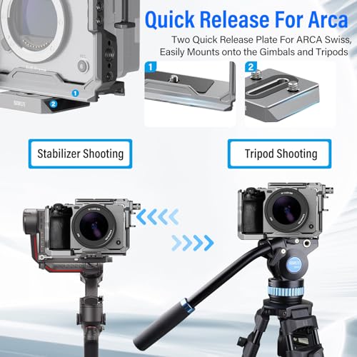 SIRUI Camera Cage for Sony FX 3 FX30 with Wrist Strap Cable Clamp for HDMI NATO Rail, QR Plate for Arca-Swiss, Compatible with Sony XLR Handle and Compatible with DJI RS2 RS3 Gimbal, Grey Cage+Wrist Strap