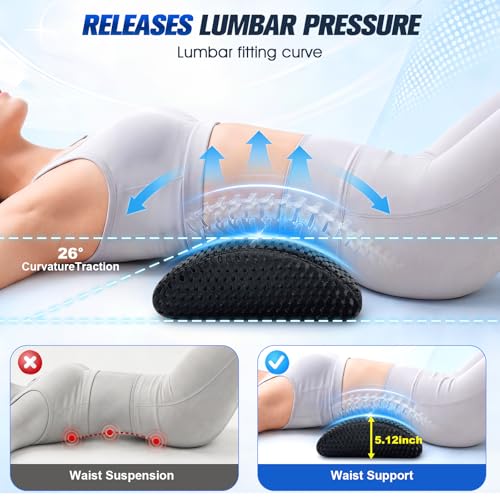 Black ergonomic memory foam lumbar support pillow for chairs by WaveHaven, designed to improve back comfort and posture.