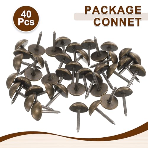 uxcell 16mm solid brass upholstery tacks, bronze decorative nails for sofa, furniture, wood boxes, and leather crafts