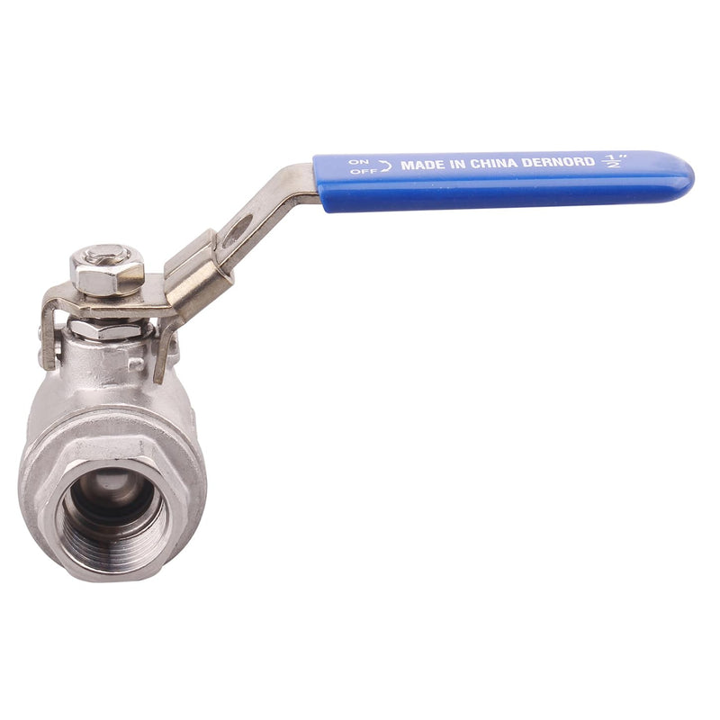 [Australia - AusPower] - DERNORD 2 Pack Stainless Steel 304 Ball Valve, 2-Piece Full Port Heavy Duty for WOG with Locking Device (1/2" NPT) 1/2" NPT Pack of 2 
