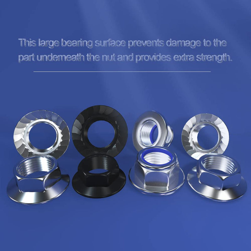 [Australia - AusPower] - M12x1.75 Flange Galvanized Black Nut Hex 304 Stainless Steel Types ROARADE Serrated and Flat (M12x1.75 304 Galvanized Black 10 PCS) M12x1.75 304 Galvanized black 10 PCS 