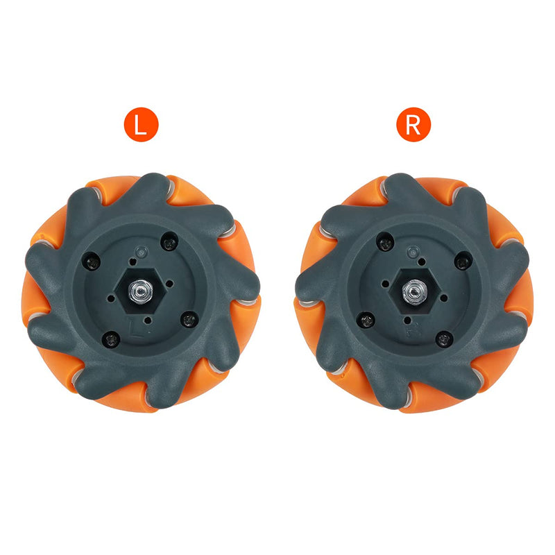 [Australia - AusPower] - Mecanum Wheel, Omni-directional Wheel 65mm High Hardness Plastic Wheel, Orange Wheel Intelligent Robot Car Components, DIY Accessories(4PCS) 