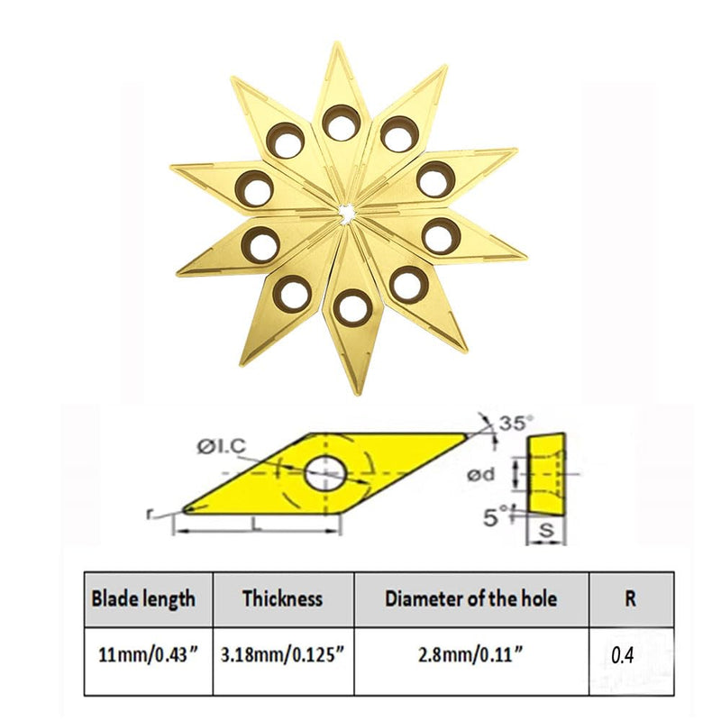 [Australia - AusPower] - 2pcs 1/2" Indexable Metal Lather Turning Tool Holder Boring Bars with VCMT110304/VCMT32.51 Carbide Turning Inserts,VCMT Insert Mutilayer Coated CNC Lathe Replacement Cutters Inserts 