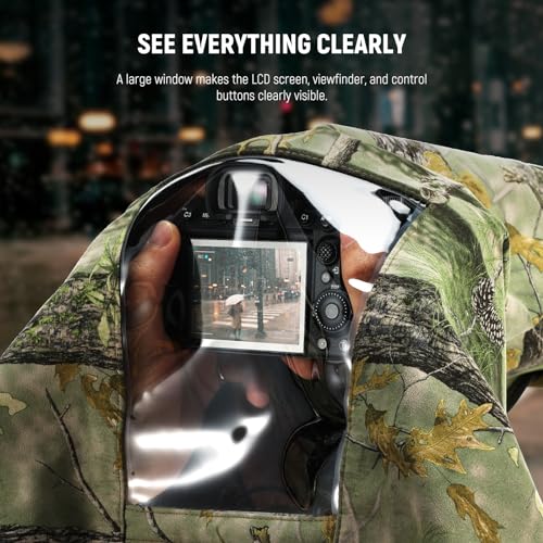 NEEWER Camera Rain Cover, M Medium Size Waterproof Raincoat Cover Sleeve for Canon Sony Nikon Fujifilm DSLR Camera & Lenses up to 200mm, Dual Sided Camouflage Green Camo Nylon, PB021