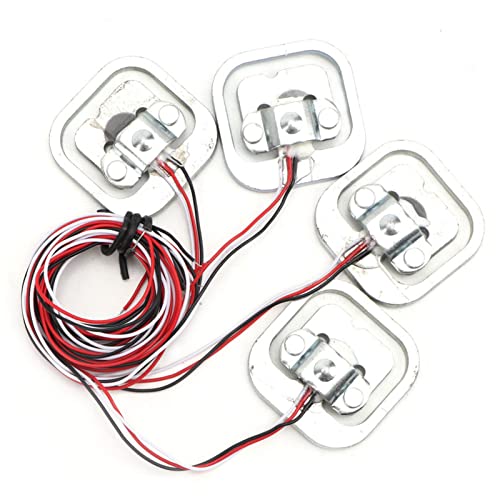 50 kg Weight Sensor Set with HX711 Module, 4 Pieces Half Bridge Strain Gauge, 3 Operating Modes, 2 Analogue Channel Inputs, 34 x 34 mm Sensor